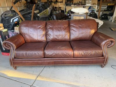 Ethan Allen Brown Leather Couch
