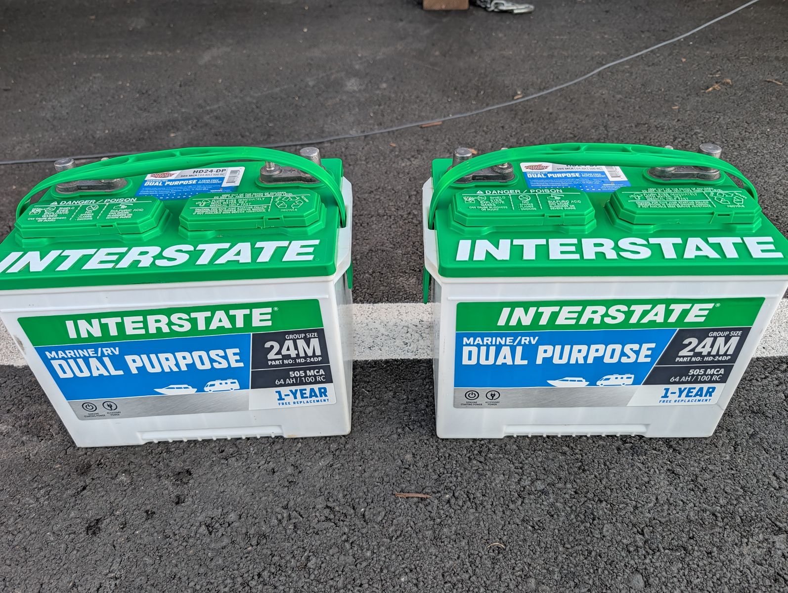 Pair of Interstate 24M Marine / RV Dual Purpose Batteries (HD24-DP)