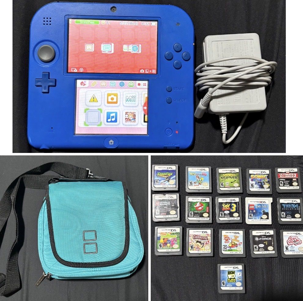 Nintendo 2DS + 16 Games + Accessories