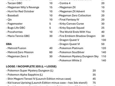 Video Game Sale 3DS, DS, SNES, NES, Switch, GBA