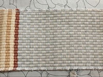 New Handmade Elizabeth Eakins Ladders & Stripes Fabric Swatch For Dresser Blue Natural Red 6”x30”