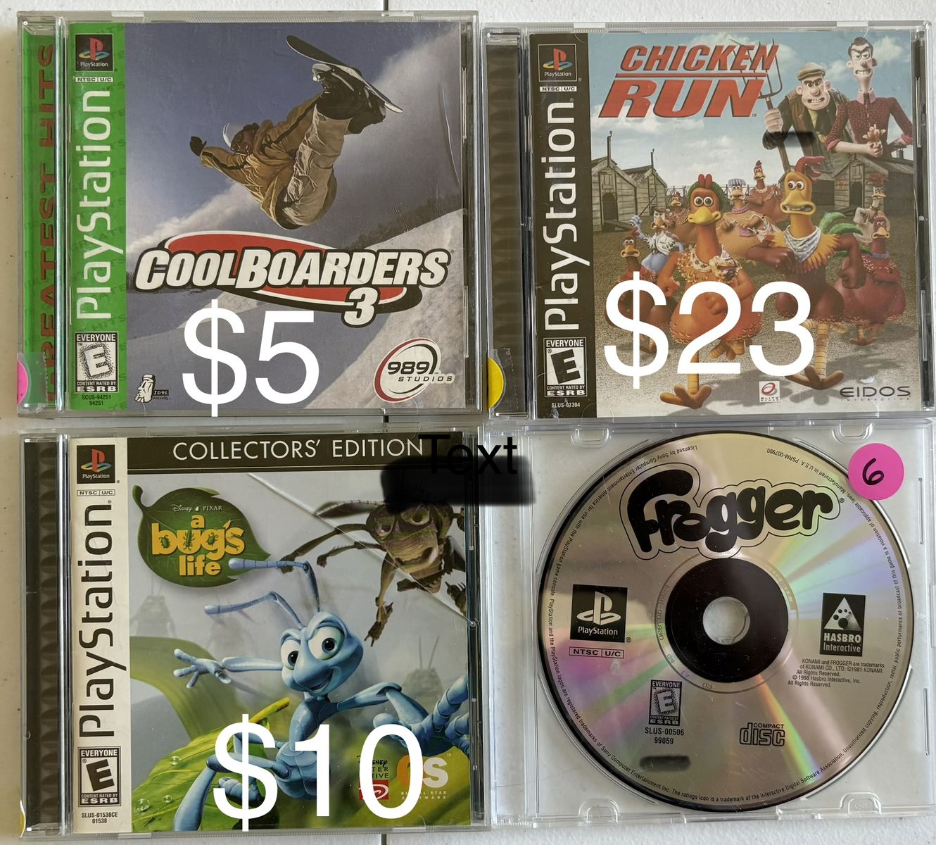 PlayStation 1 Games - Cool Boarders 3, Chicken Run, A Bug's Life, Frogger