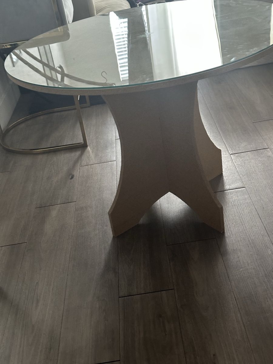 Glass Top Round Coffee Table with Unique X-Base Design