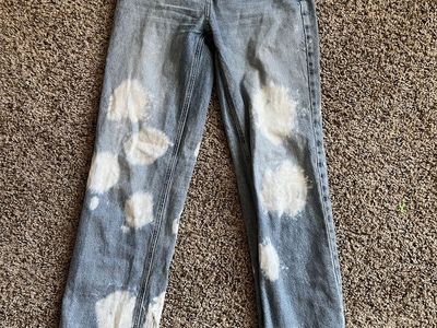 Pacsun Blue Bleached High Waisted Straight Leg Denim Jeans - Waist 25, Inseam 31