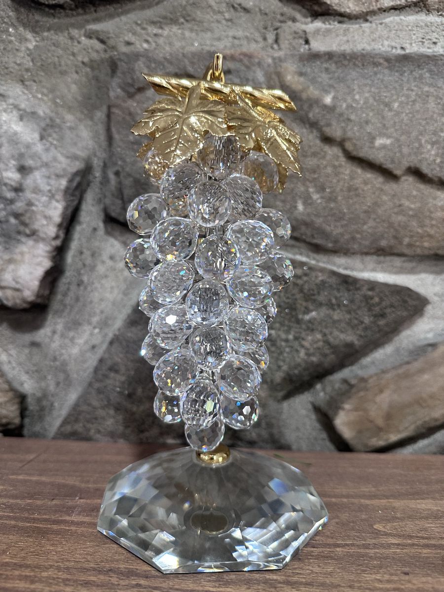 Asfour Crystal  Grape Stand with Gold Leaves