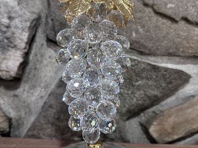 Asfour Crystal Grape Stand with Gold Leaves