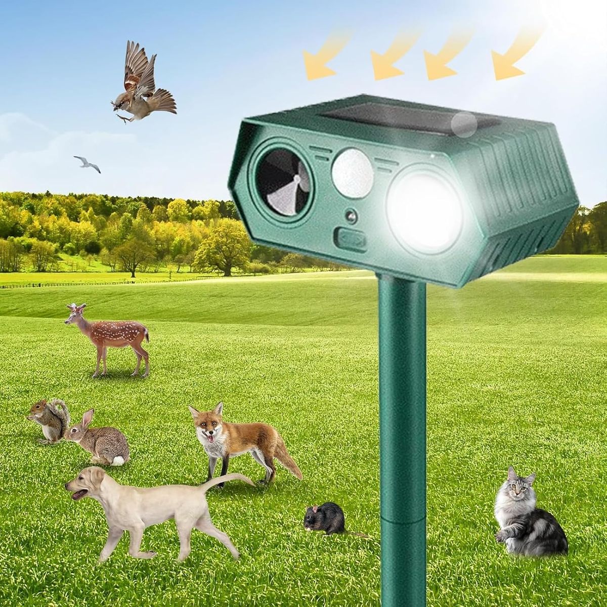 NEW 2025 Solar Animal Repellent,Upgraded Ultrasonic Cat Repellent Outdoor,Waterproof Deer Deterrent 1 PACK