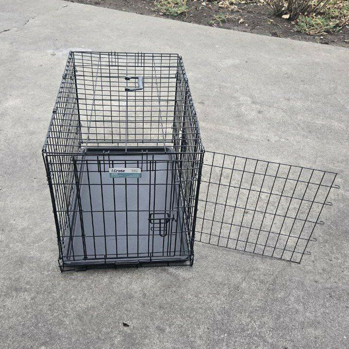 Medium 30" Metal Dog Kennel Crate Cage 2 Doors