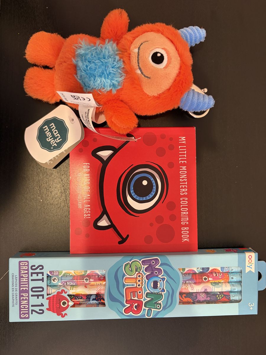 Mary Meyer My Little Monster Plush Keychain, Coloring Book & Ooly Monster Graphite Pencils Set