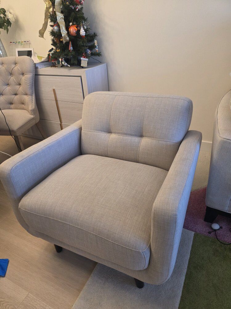 Tufted Back Accent Armchair, Taupe Color