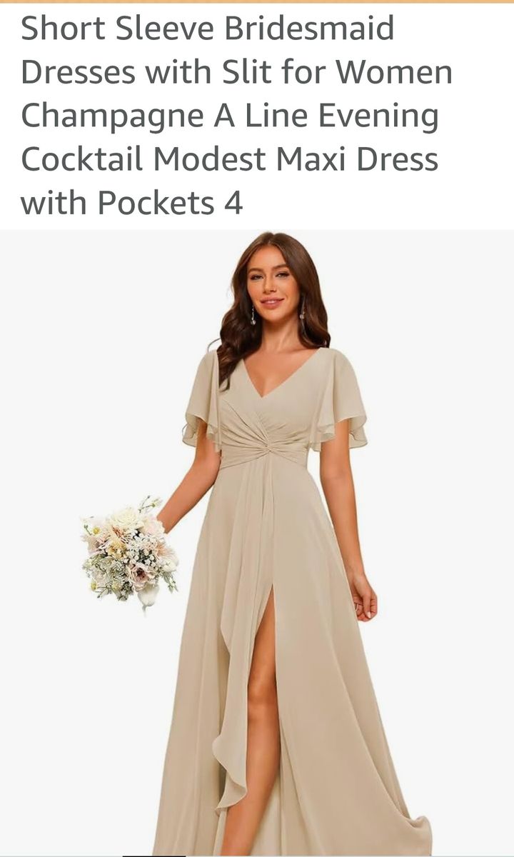 Women's champagne formal chiffon dress