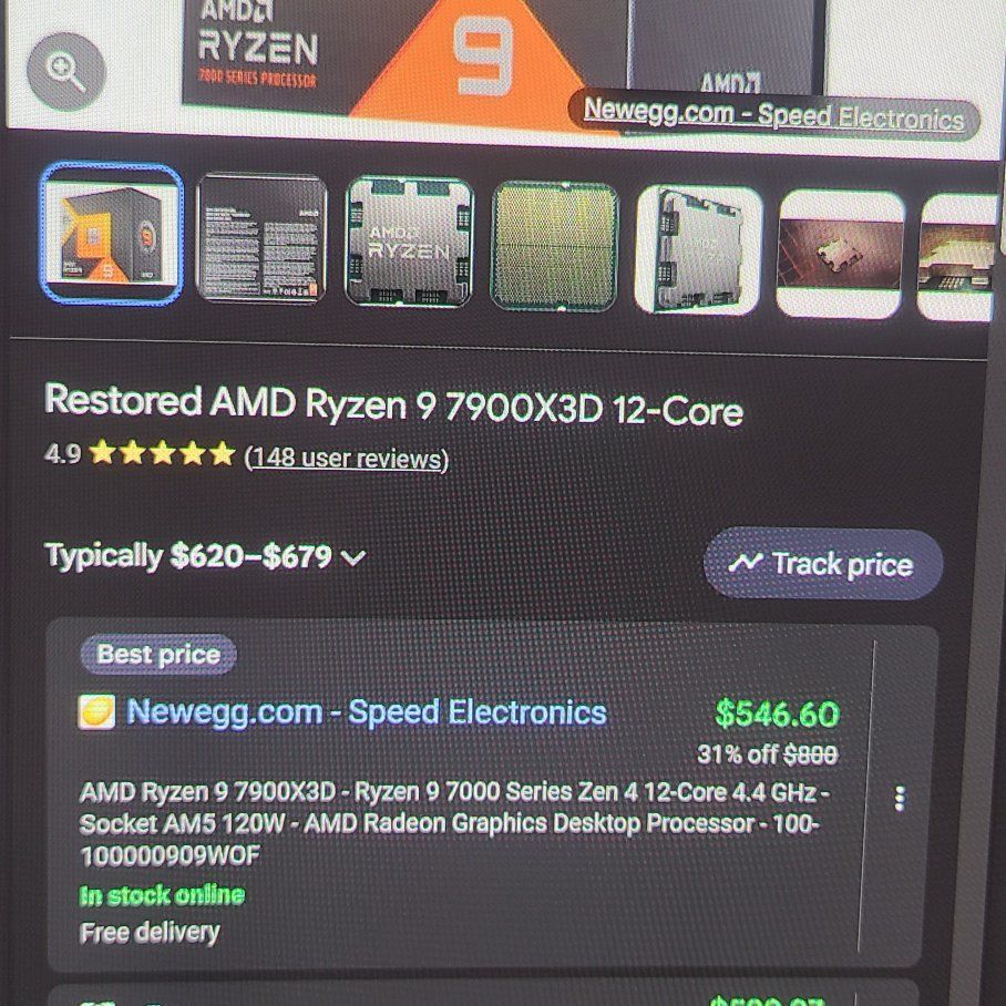 ryzen 9 7900x3d cpu.     used