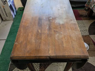 Vintage Wooden Drop-Leaf Dining Table, Dark Wood Finish, Space-Saving Design