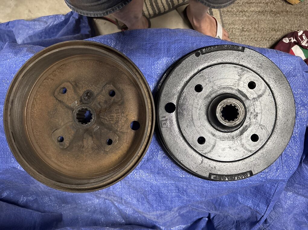 2-rear VW 4 Lug Drums That Fit 5 A Lug Swing Arm