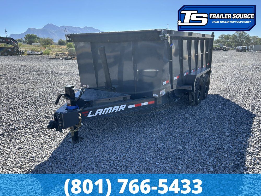 7'x14' Lamar DT Dump Trailer - 48" Sides - 14K GVWR - Stabilizer Jacks, Telescopic