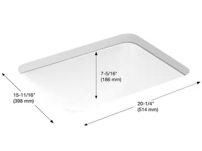 NEW White KOHLER Caxton Rectangular Undermount Bathroom Sink