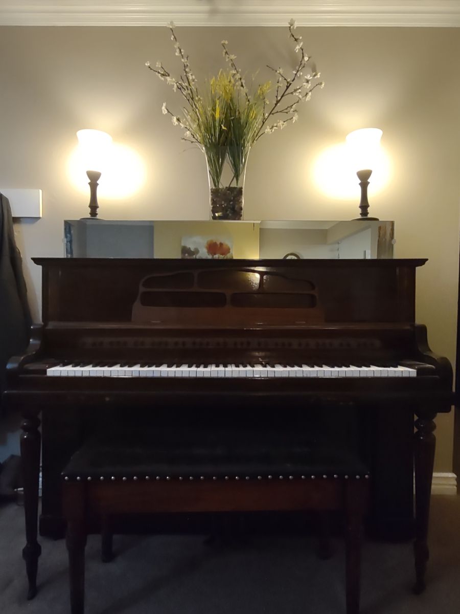 Upright Piano and Bench