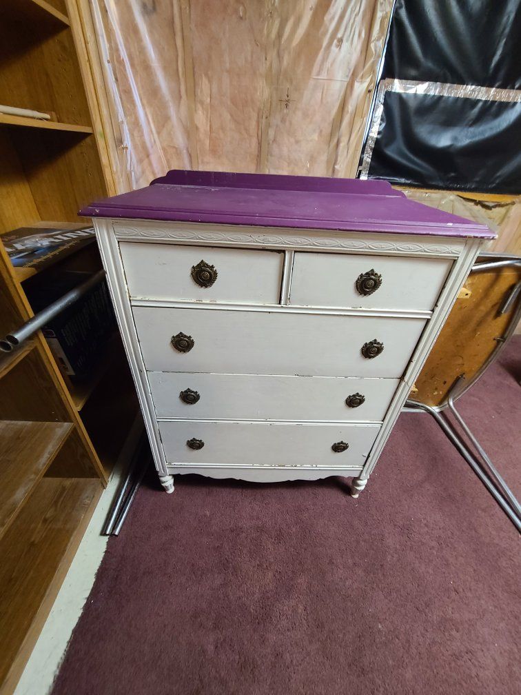 Purple and White Dresser