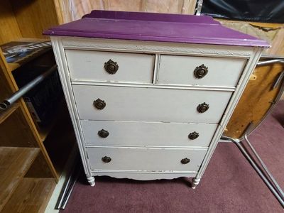 Purple and White Dresser
