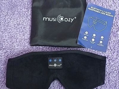 MusiCozy Bluetooth 5.2 Sleep Headphones Eye Mask - HD Stereo Sound, Microphone, Calling