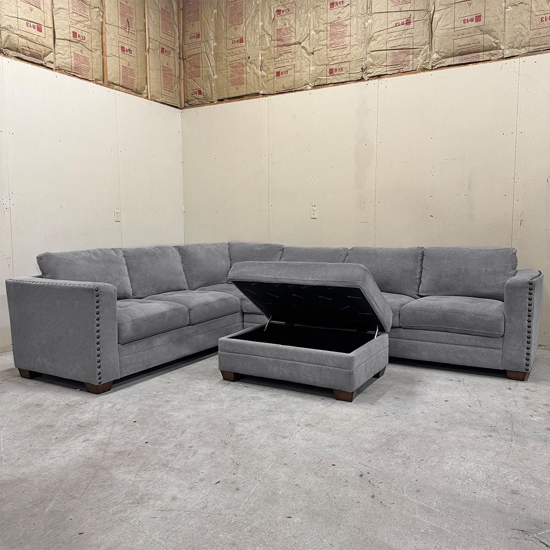 Costco Gray Sectional Couch w/ Storage Ottoman - Delivery Available