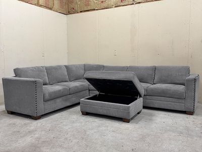 Costco Gray Sectional Couch w/ Storage Ottoman - Delivery Available