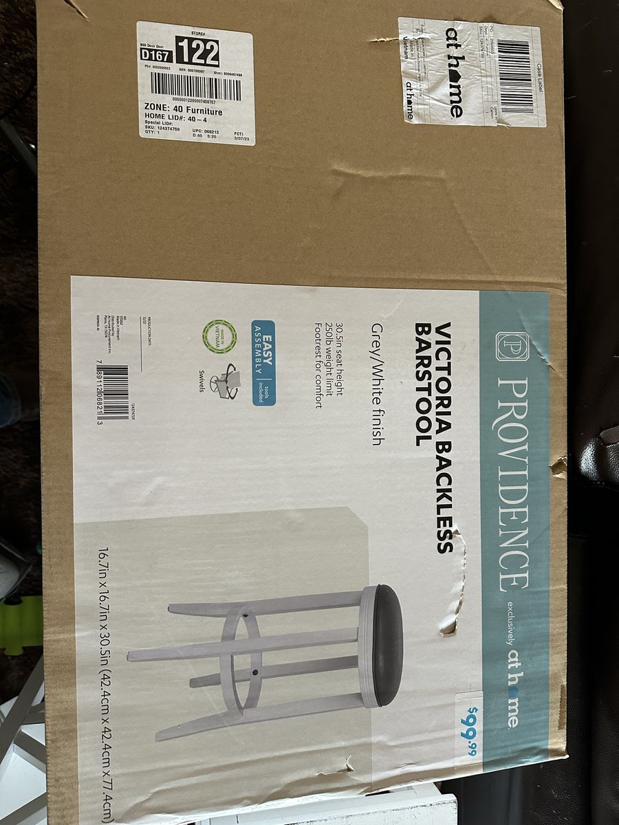 Providence Victoria Backless Barstool Grey/White New in Box