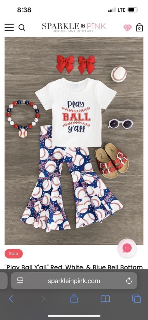 Toddler Baseball Bell Bottom Outfit 2t