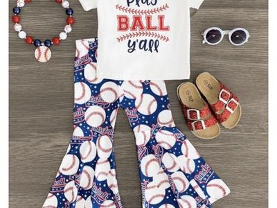 Toddler Baseball Bell Bottom Outfit 2t