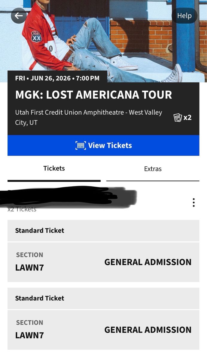 2x MGK & Wiz Khalifa Lawn Tickets - Utah First Credit Union Amp. - June 26, 2026