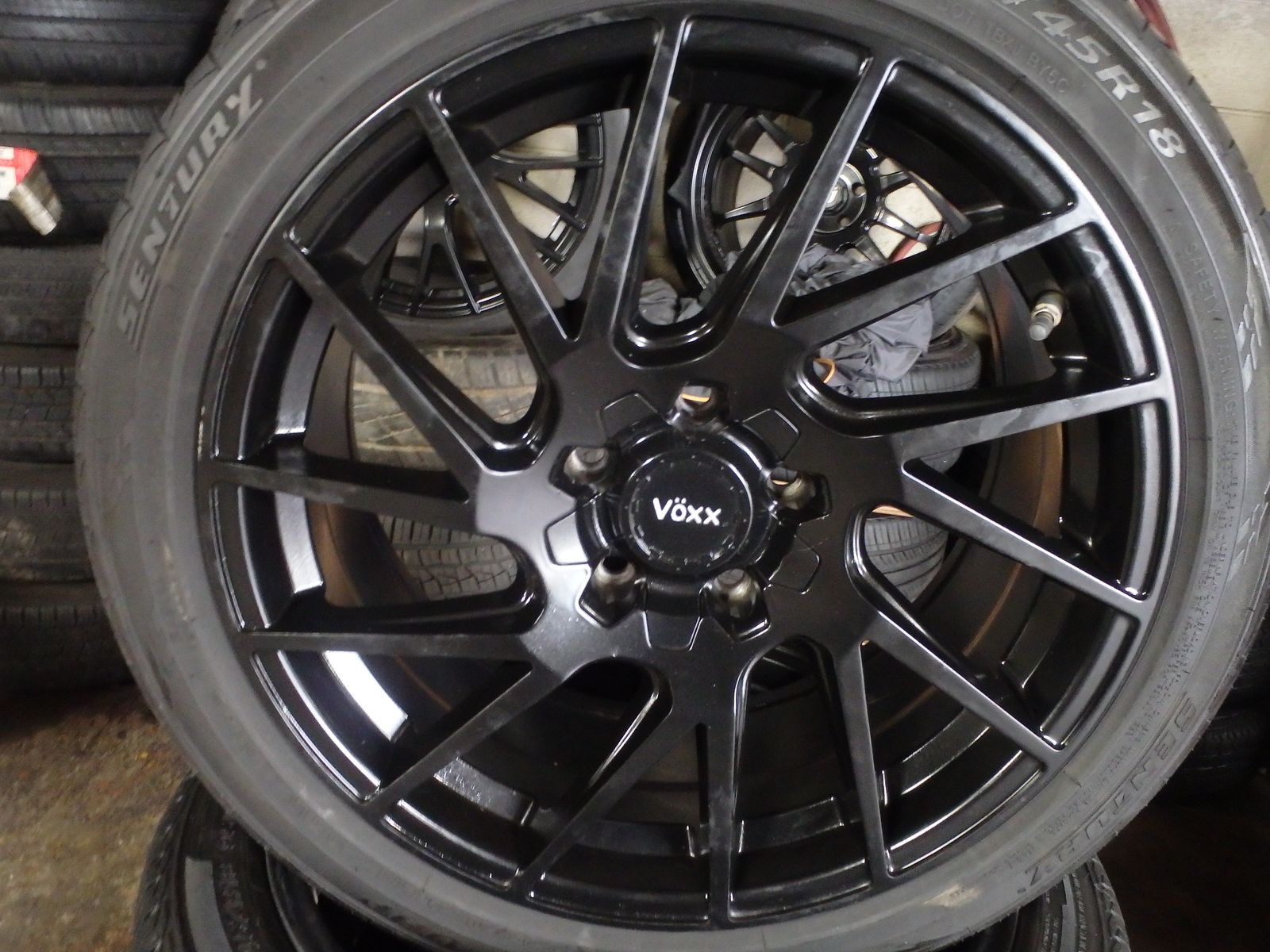 SET OF USED VOXX 18"INCH WHEELS 18X8 5X108-5X4.5 AND TIRES 225/45R18