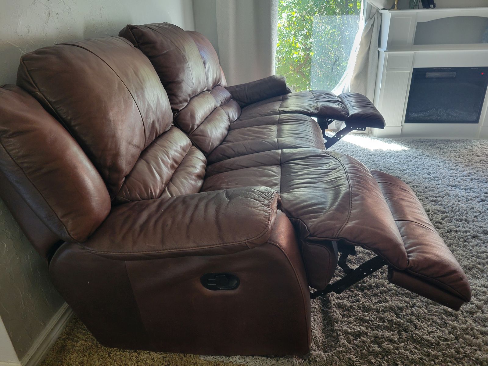 Leather recliner couch
