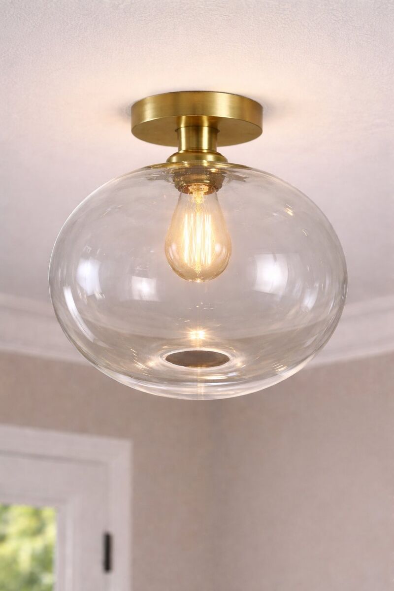 15 inch glass orb flush mount light fixture new