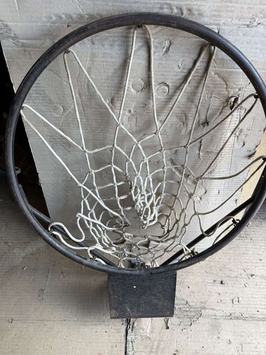 Vintage Basketball Hoop with Net - Black Metal Rim & White Net
