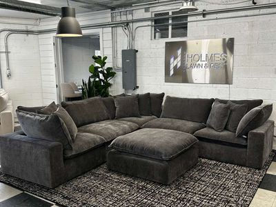 LIKE NEW!! COSTCO SEREEN 6-PIECE FABRIC MODULAR SECTIONAL, CLOUD COUCH, DARK GRAY!!