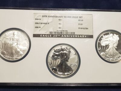 2006 American Silver Eagle 20th Anniversary 3 coin set