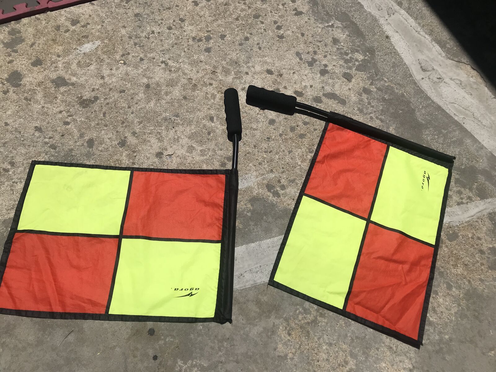 agora Orange and yellow flags race or boat Flags