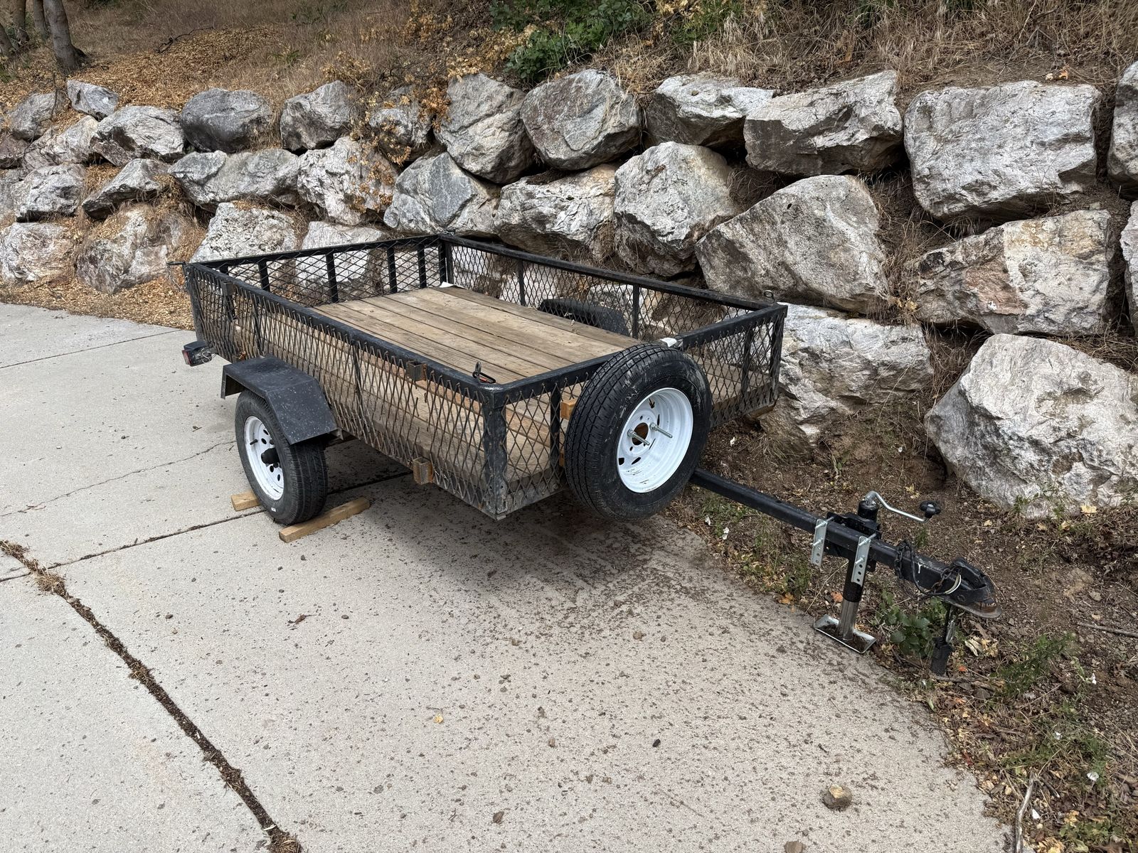 5x8 Utility Trailer with Mesh Sides & Wood Floor - Includes Spare Tire