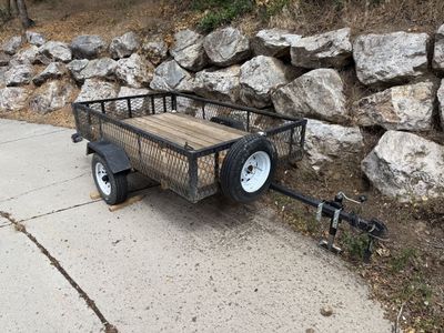 5x8 Utility Trailer with Mesh Sides & Wood Floor - Includes Spare Tire