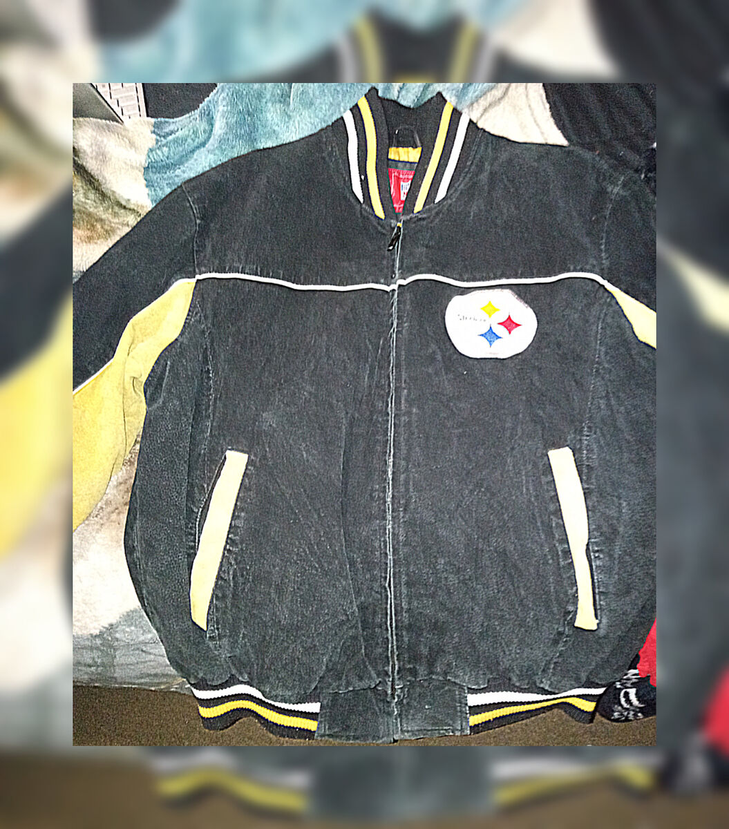NFL Pittsburgh Steelers AFC Patch Logo Suede Leather Varsity Jacket