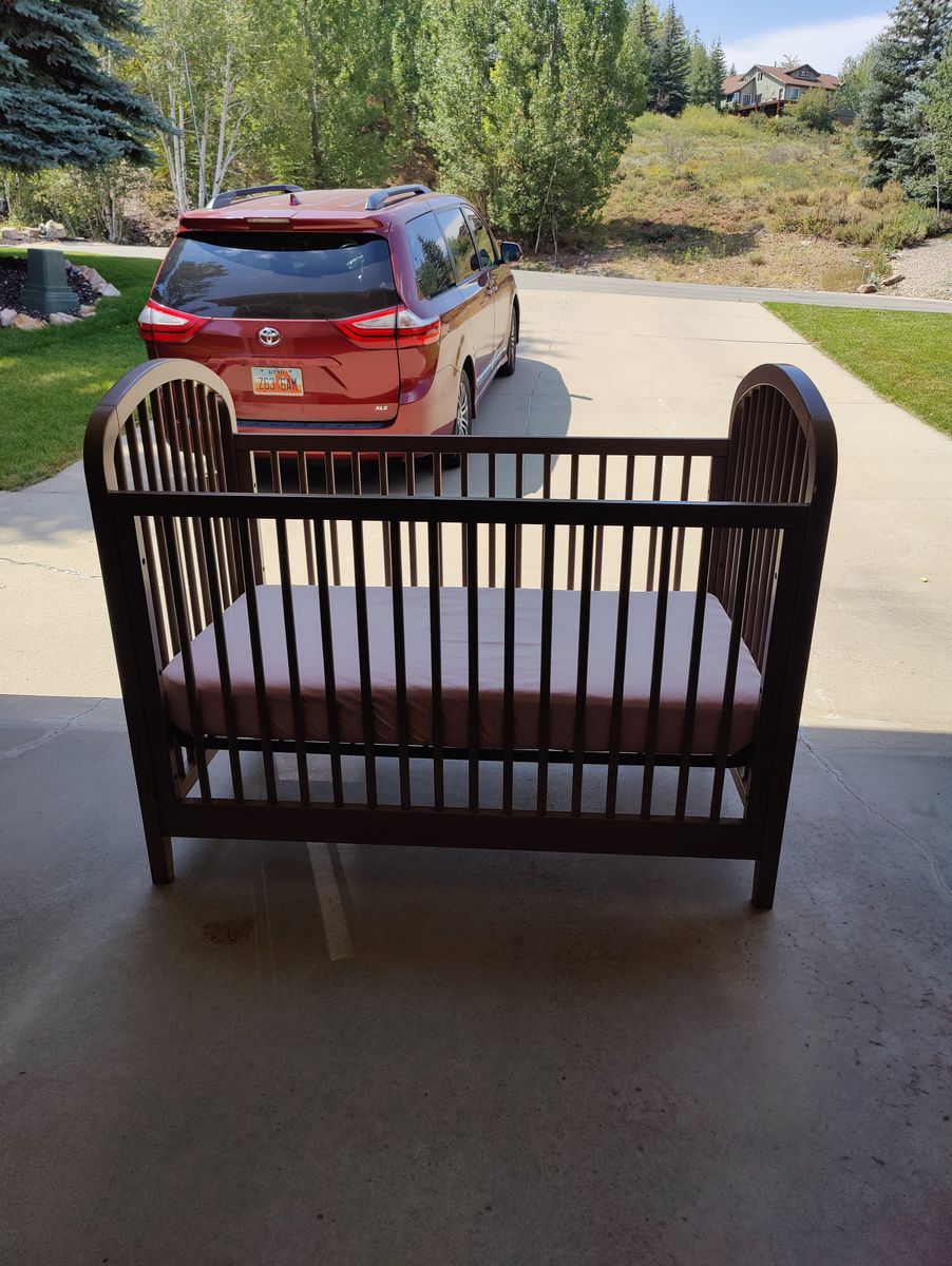 Kolcraft Wooden Baby Crib with Mattress - Antique Gray