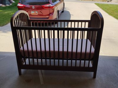 Kolcraft Wooden Baby Crib with Mattress - Antique Gray