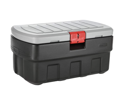Brand new Rubbermaid 35 Gallon Black Action Packer Lockable Latch Storage Box Tote