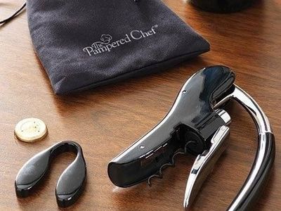 Pampered Chef Wine Opener Set with Foil Cutter and Storage Pouch