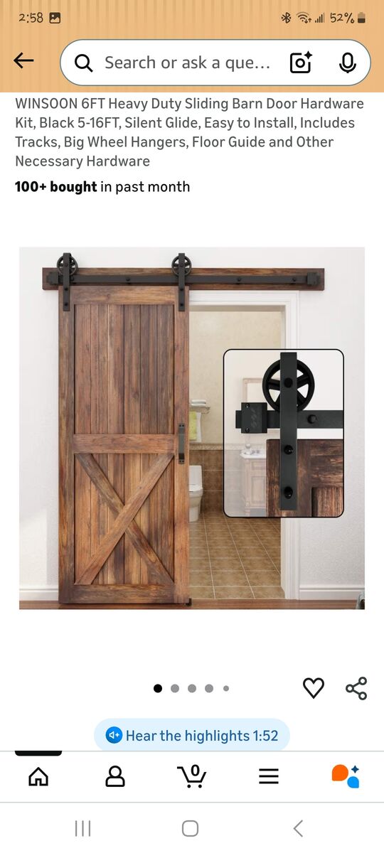 6 Foot Barn Door Hardware NEW