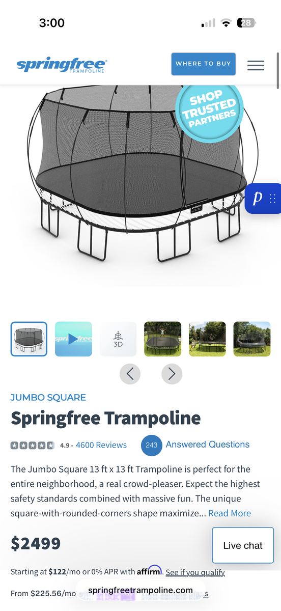 Springfeee Jumbo Square trampoline