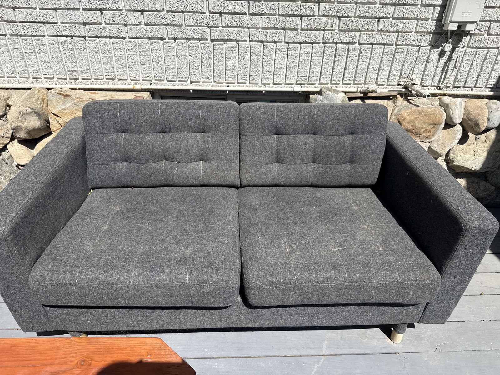FREE IKEA Morabo Dark Gray Tufted Loveseat Sofa - Compact 2-Seater, Mid-Century Modern Style