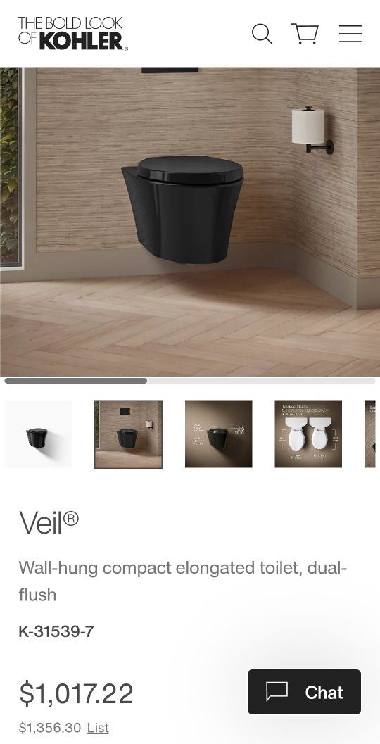 Kohler Veil Wall-Hung Toilet Black Dual Flush