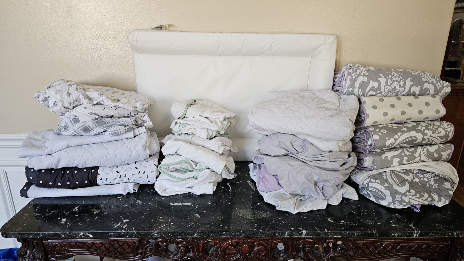Baby Bedding & Essentials Bundle - Fitted Sheets, Quilts, Changing Pad Cover, Swaddles