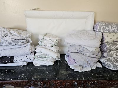 Baby Bedding & Essentials Bundle - Fitted Sheets, Quilts, Changing Pad Cover, Swaddles